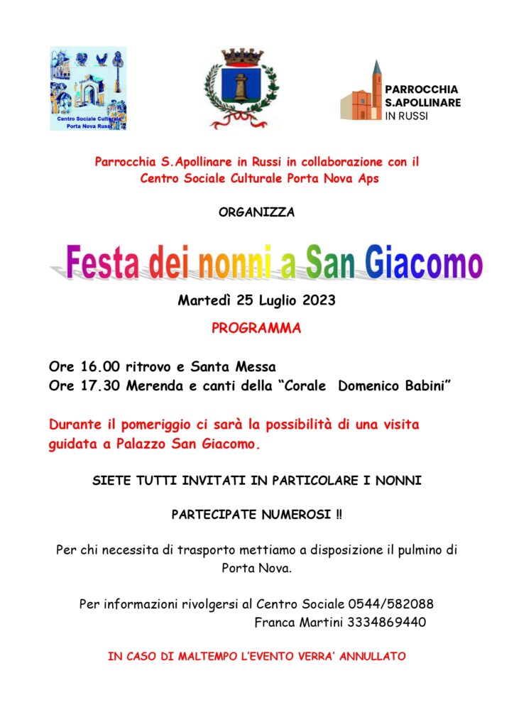 Festa dei Nonni – 25 Luglio Festa dei Nonni – 25 Luglio